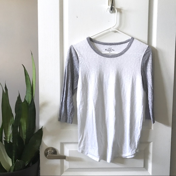 J. Crew White and Grey Baseball Tee in size XS - Picture 2 of 4